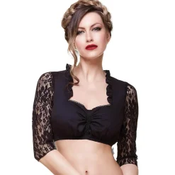 Zillertaler Trachtenwelt Dirndlblusen-Damen Dirndbluse "Mirelle", Schwarz