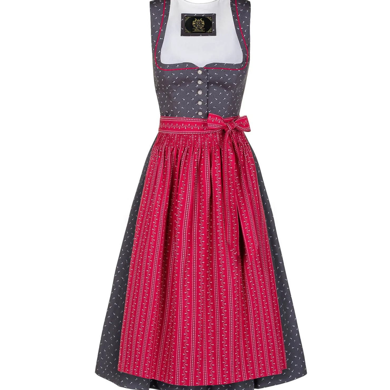 Zillertaler Trachtenwelt Dirndl-Damen Dirndl “Marlene”, -Rot Grau