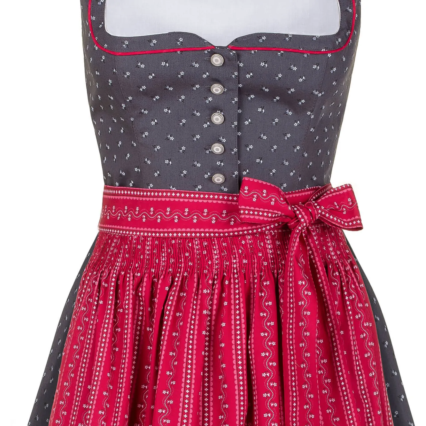 Zillertaler Trachtenwelt Dirndl-Damen Dirndl “Marlene”, -Rot Grau