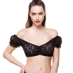 Zillertaler Trachtenwelt Dirndlblusen-Damen Dirndlbluse "Martha", Schwarz