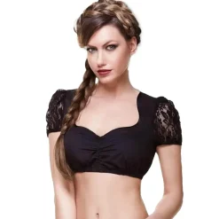 Zillertaler Trachtenwelt Dirndlblusen-Damen Dirndlbluse "Melinda", Schwarz