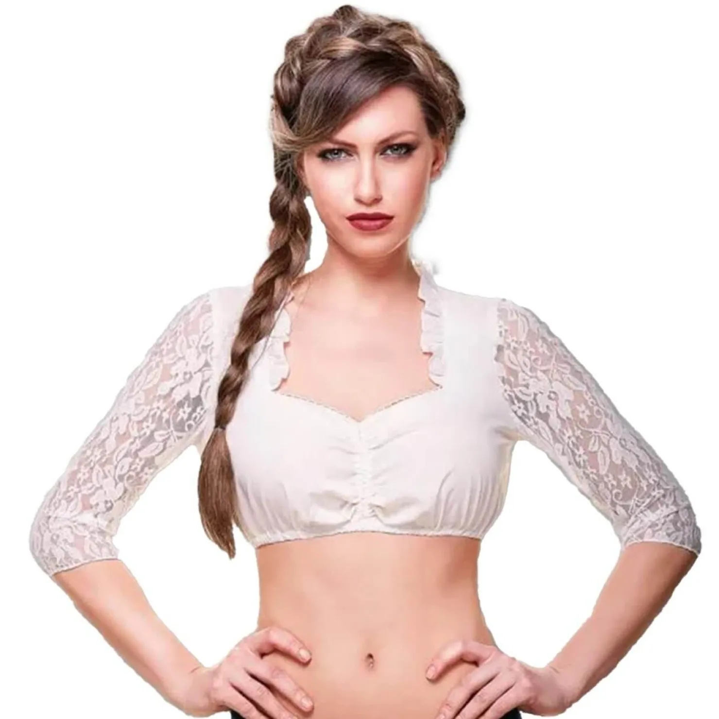 Zillertaler Trachtenwelt Dirndlblusen-Damen Dirndlbluse "Mirelle", Creme Beige