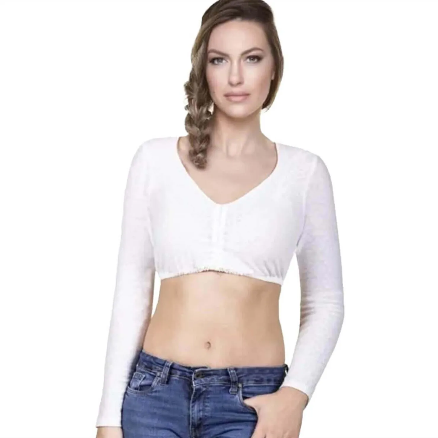 Zillertaler Trachtenwelt Dirndlblusen-Damen Dirndlbluse "Susanne", Weiß