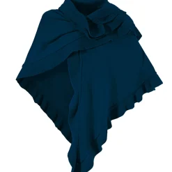 Zillertaler Trachtenwelt Ponchos-Damen Dreieck Rüschen Poncho, Dunkelblau