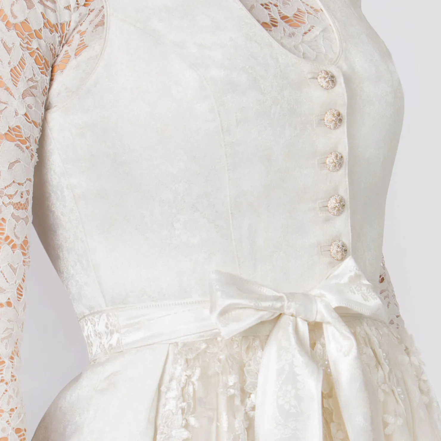 Zillertaler Trachtenwelt Dirndl-Damen Festtagsdirndl "Danice", Creme Weiß