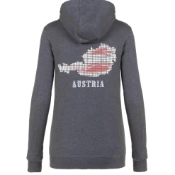 Zillertaler Trachtenwelt Jacken-Damen Hoodie-Jacke "Austria", Dunkel Grau