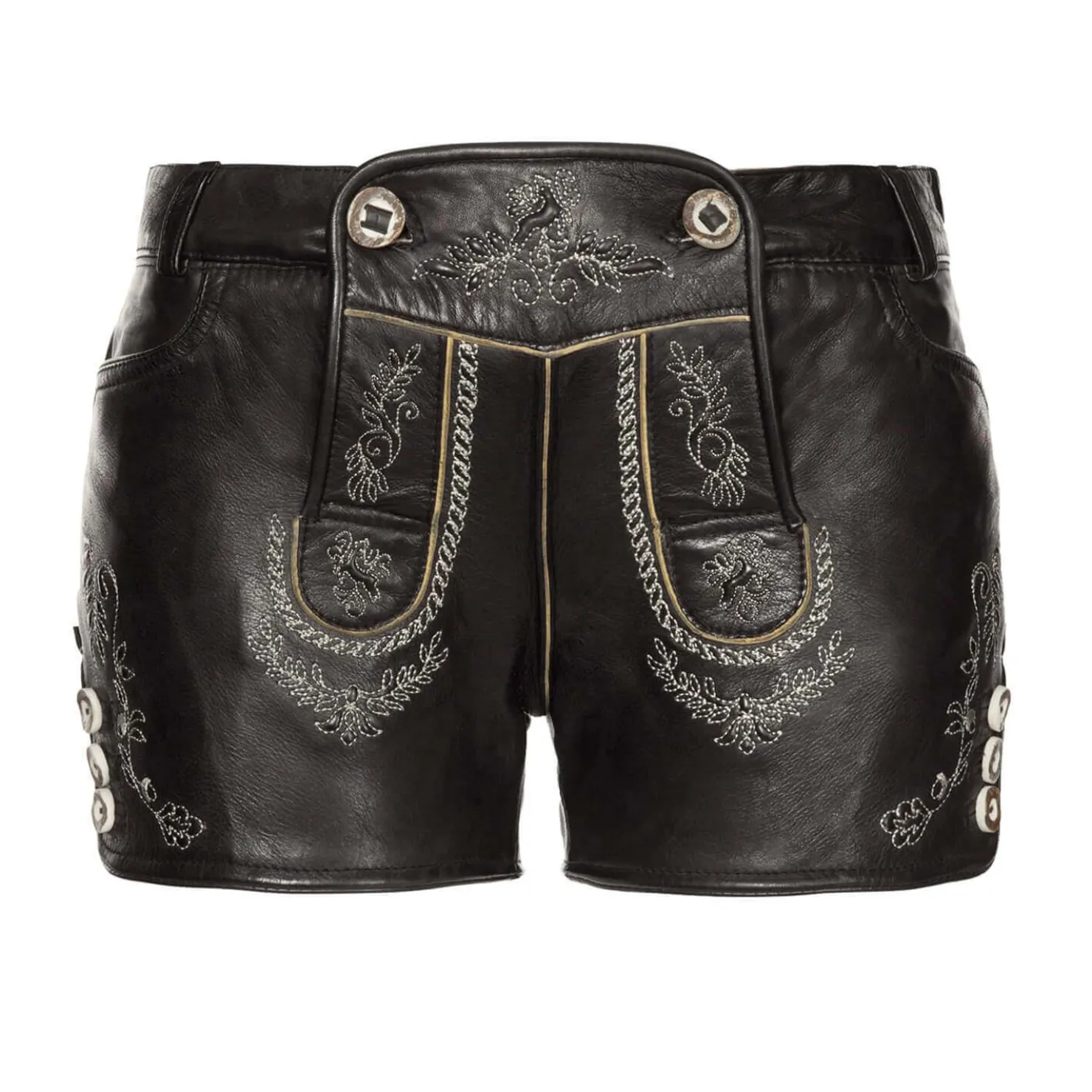 Zillertaler Trachtenwelt Lederhosen-Damen Lederhose "Mona", Schwarz