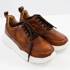 Zillertaler Trachtenwelt Schuhe & Socken-Damen Ledersneaker "Heidi", Braun