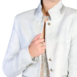 Zillertaler Trachtenwelt Jacken-Damen Leinenblazer "Cora", Hell Grau