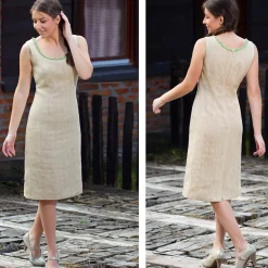 Zillertaler Trachtenwelt Dirndl-Damen Leinenkleid "Nora", Sand Beige