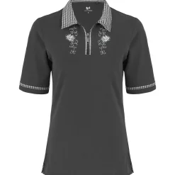 Zillertaler Trachtenwelt Polos-Damen Polo "Isabella", Dunkel Grau