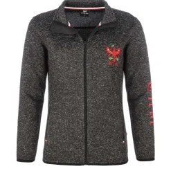 Zillertaler Trachtenwelt Jacken-Damen Strickfleece Jacke "Tirol", Anthrazit Grau
