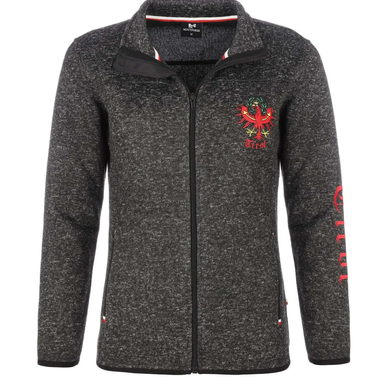 Zillertaler Trachtenwelt Jacken-Damen Strickfleece Jacke "Tirol", Anthrazit Grau