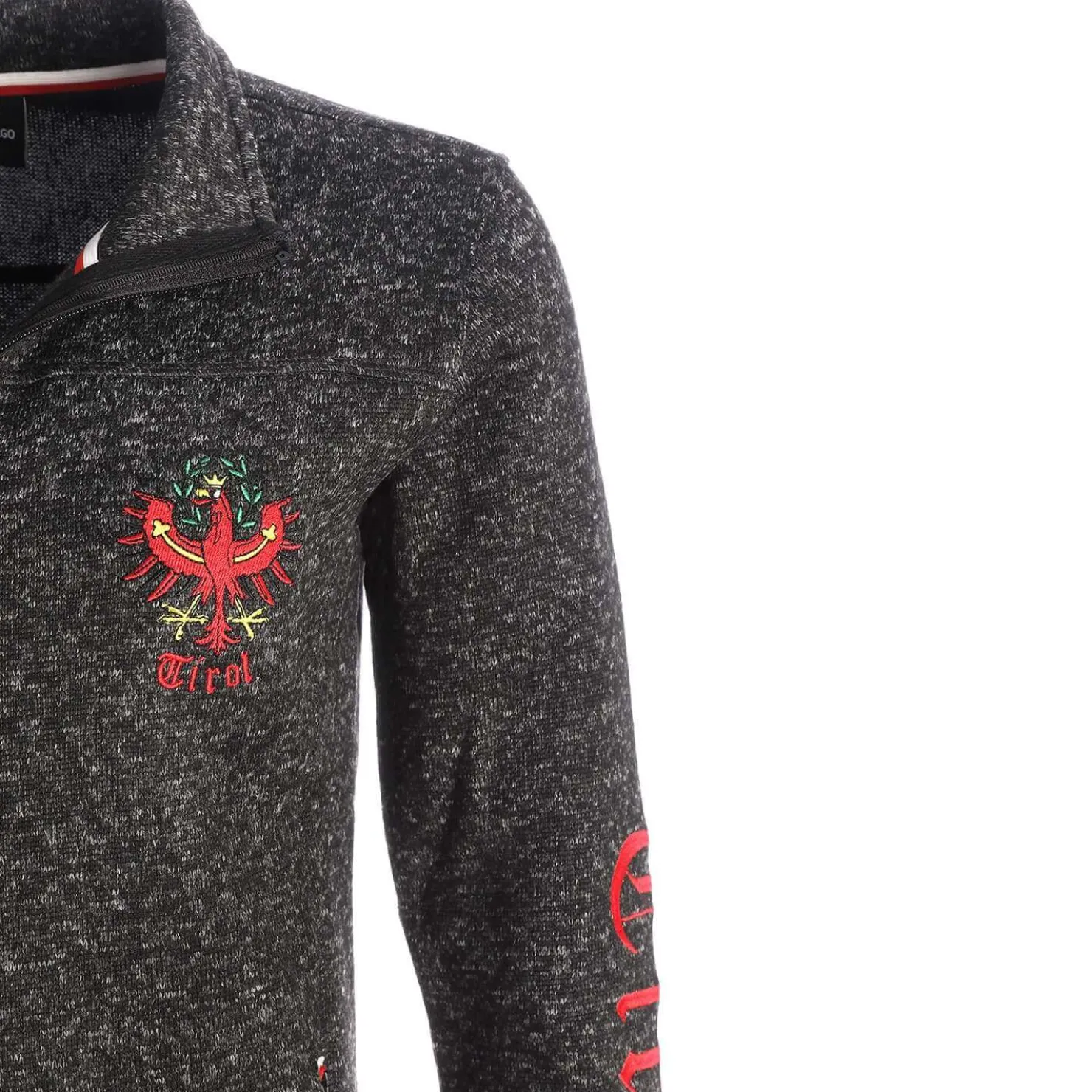 Zillertaler Trachtenwelt Jacken-Damen Strickfleece Jacke "Tirol", Anthrazit Grau