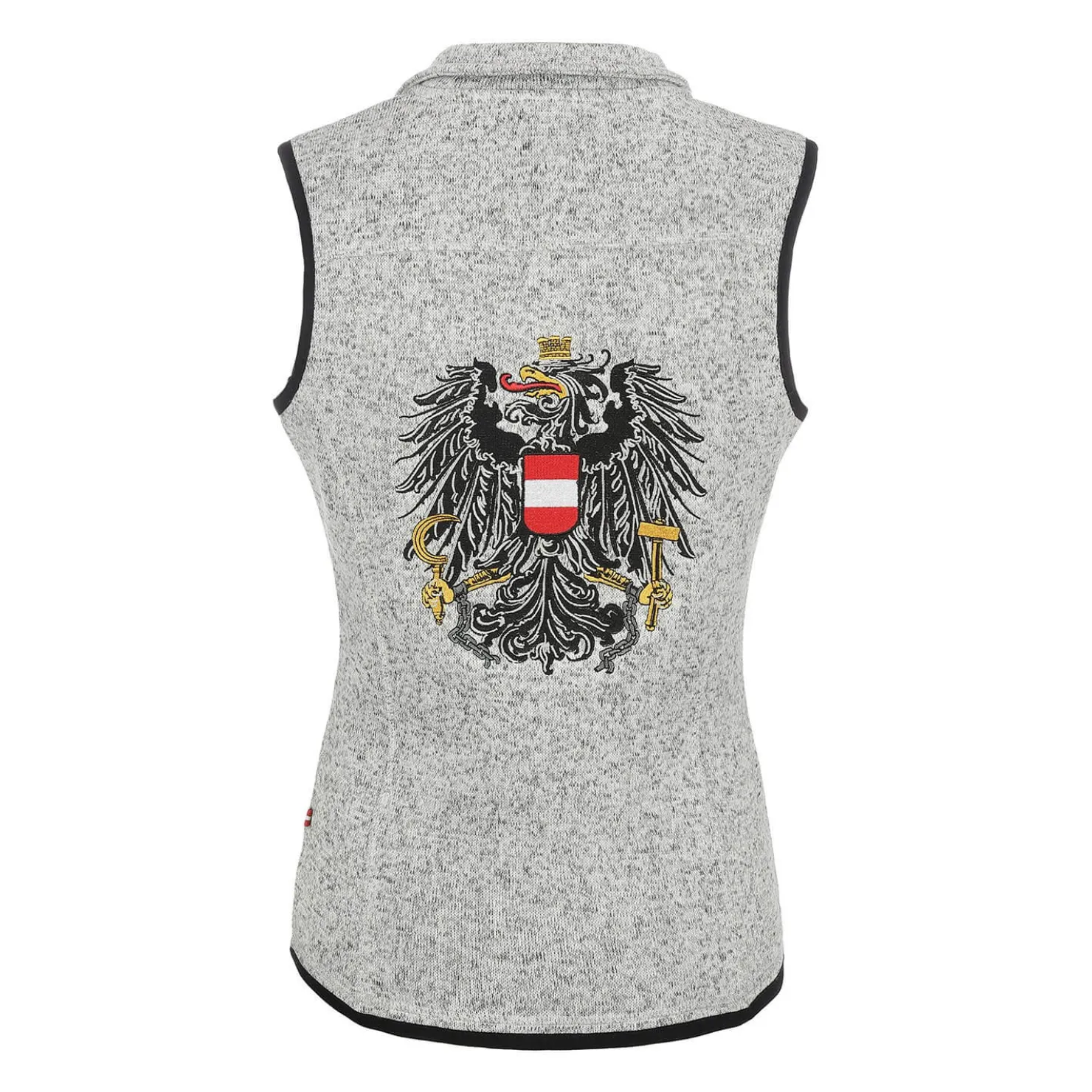 Zillertaler Trachtenwelt Jacken-Damen Strickfleece Weste "Österreich", Hell Grau