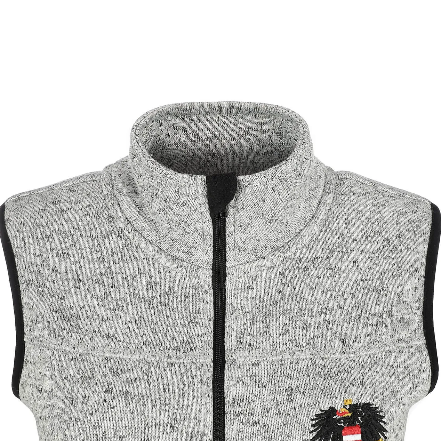 Zillertaler Trachtenwelt Jacken-Damen Strickfleece Weste "Österreich", Hell Grau