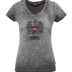 Zillertaler Trachtenwelt Shirts-Damen T-Shirt "Austrian Girl", Grau