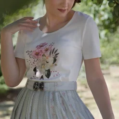 Zillertaler Trachtenwelt Shirts-Damen T-Shirt "Blumen", Weiß