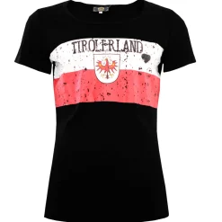 Zillertaler Trachtenwelt Shirts-Damen T-Shirt "Tirolerland", Schwarz