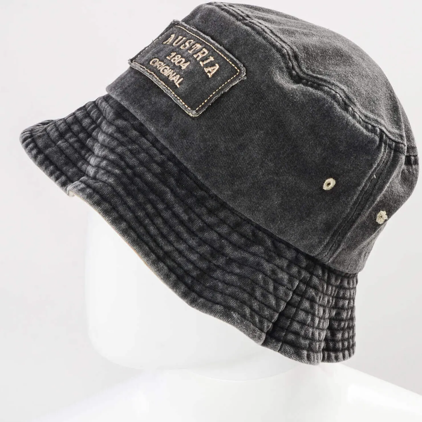 Zillertaler Trachtenwelt Accessoires-Fischermütze “Austria”, Anthrazit- Beige