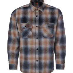 Zillertaler Trachtenwelt Hemden-Herren Flanellhemd "Karo", Blau-Orange