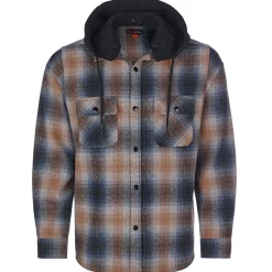 Zillertaler Trachtenwelt Hemden-Herren Flanellhemd "Karo", mit Kapuze, -Orange Blau