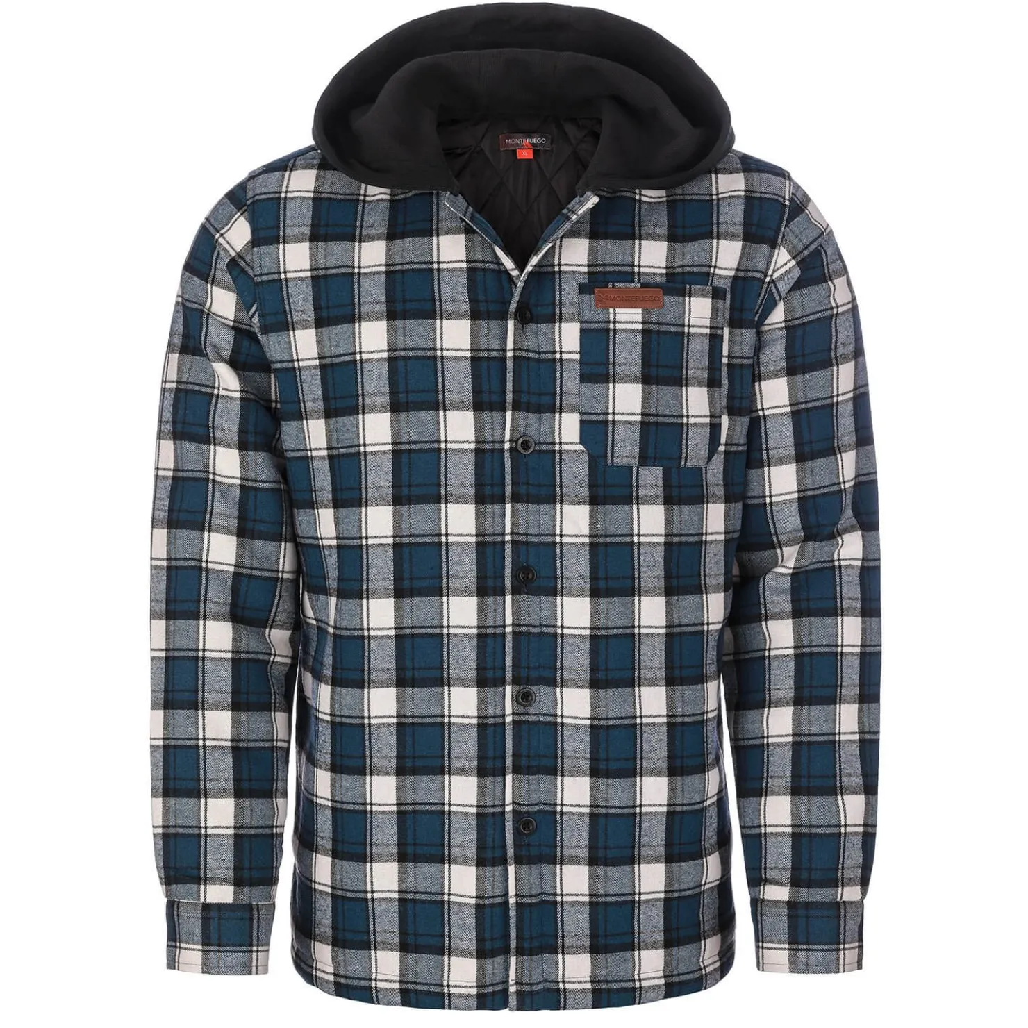 Zillertaler Trachtenwelt Jacken-Herren Flanelljacke "Karo" mit Kapuze, -Weiß Blau