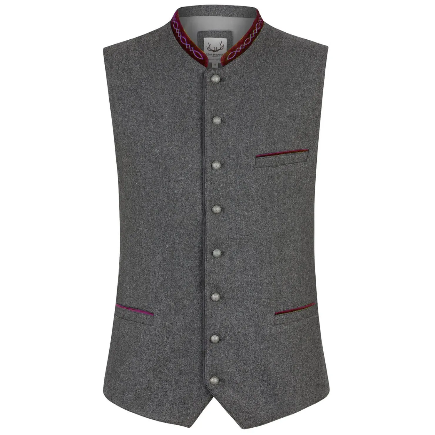 Zillertaler Trachtenwelt Gilets-Herren Gilet "Fabrizio", -Rot Grau
