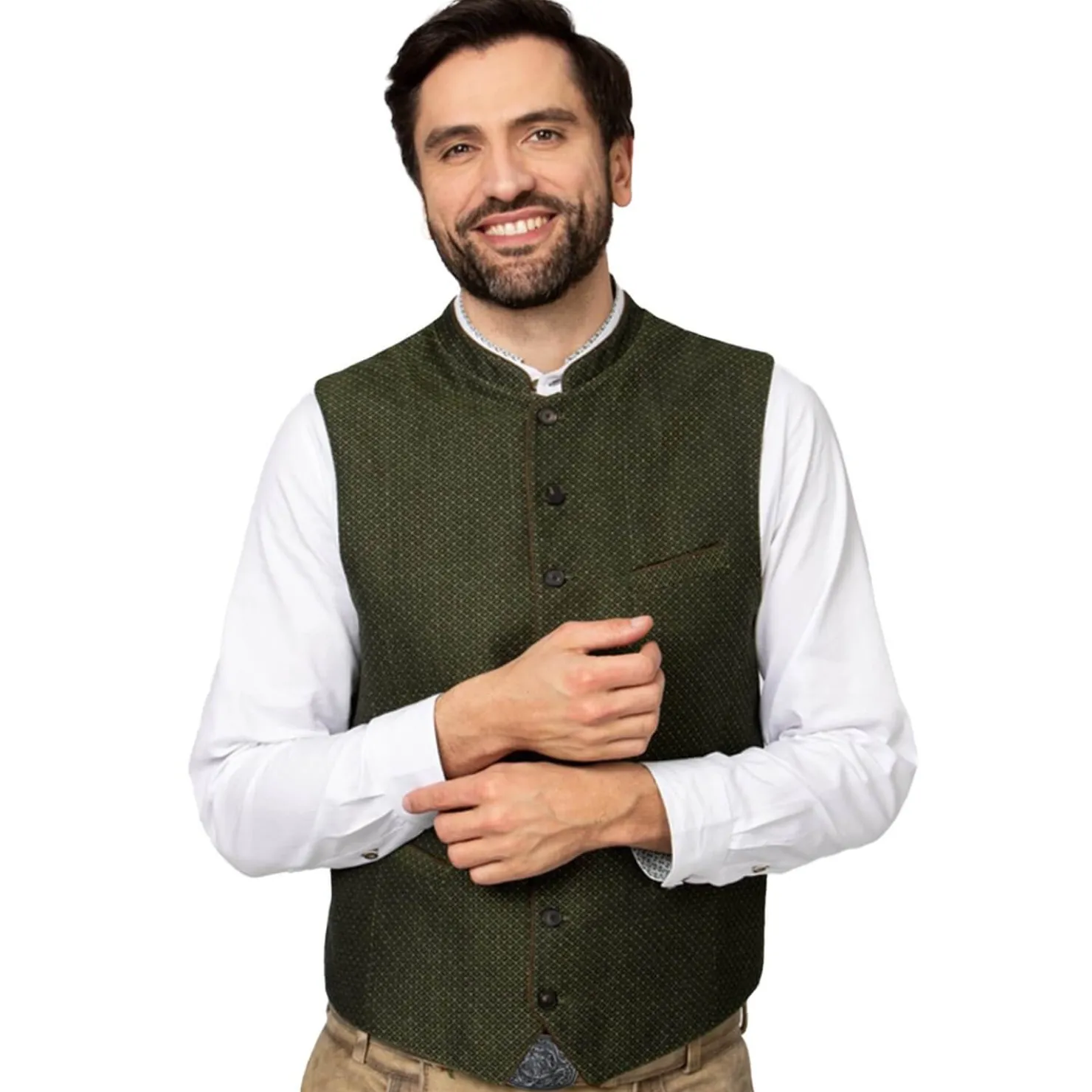 Zillertaler Trachtenwelt Gilets-Herren Gilet "Ottavio", Moos Grün