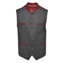 Zillertaler Trachtenwelt Gilets-Herren Gilet "Tirol", -Rot Grau