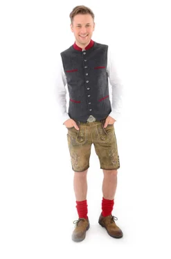 Zillertaler Trachtenwelt Gilets-Herren Gilet "Tirol", -Rot Grau