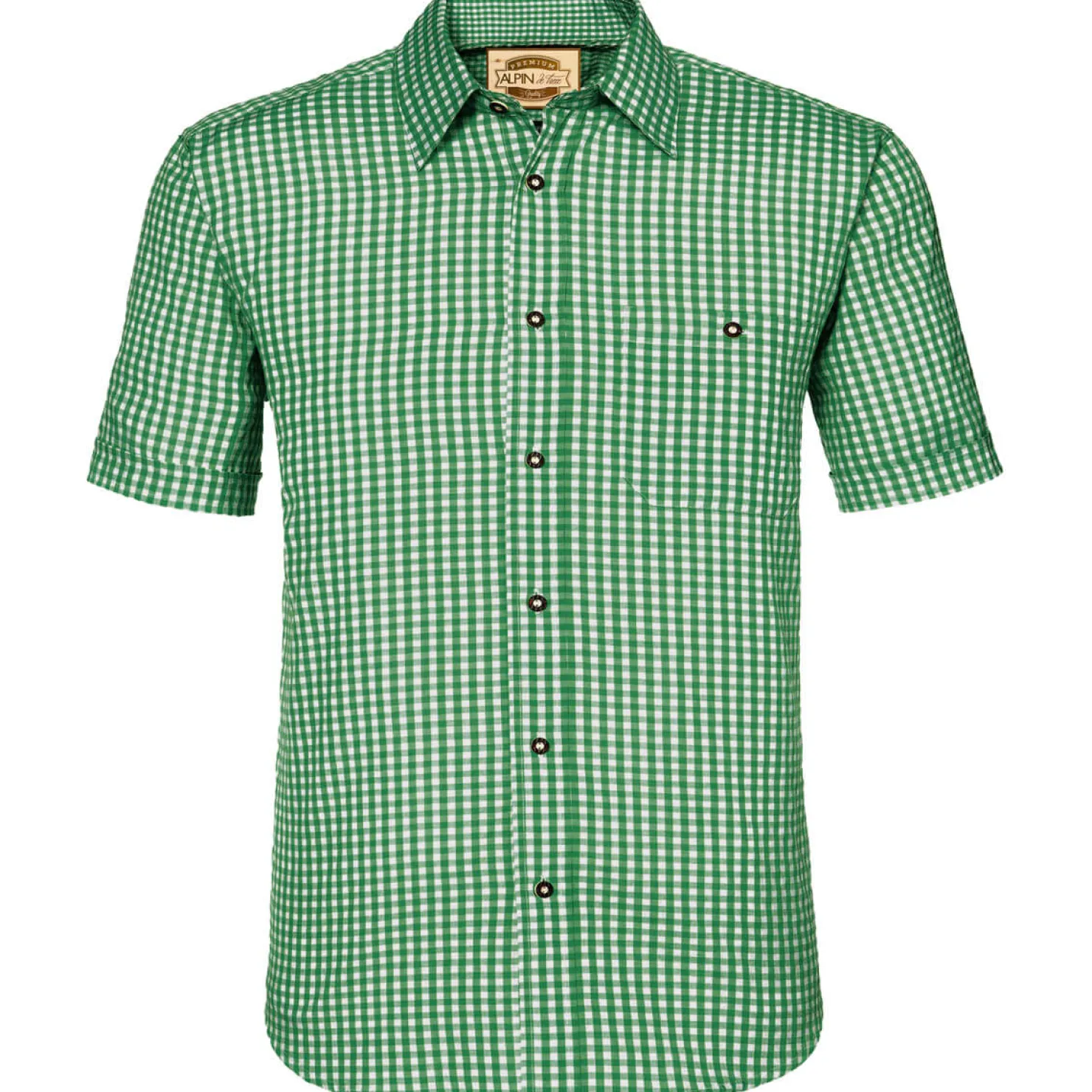 Zillertaler Trachtenwelt Hemden-Herren Hemd "Chiemgau" Kurzarm, Grün