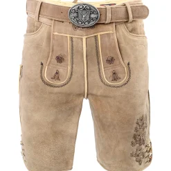 Zillertaler Trachtenwelt Lederhosen-Herren Hirschlederhose "Kärnten", Hell Braun