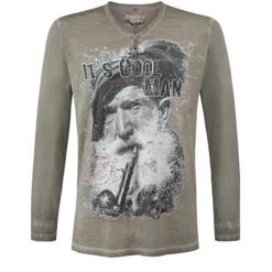 Zillertaler Trachtenwelt Shirts-Herren Langarmshirt "Coolman" Braun