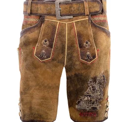 Zillertaler Trachtenwelt Lederhosen-Herren Lederhose "Feuerwehr", Braun