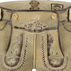 Zillertaler Trachtenwelt Lederhosen-Herren Lederhose "Leon", Hell Braun