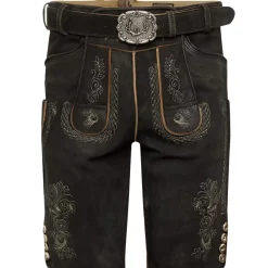 Zillertaler Trachtenwelt Lederhosen-Herren Lederhose "Tommy", Graphit Grau