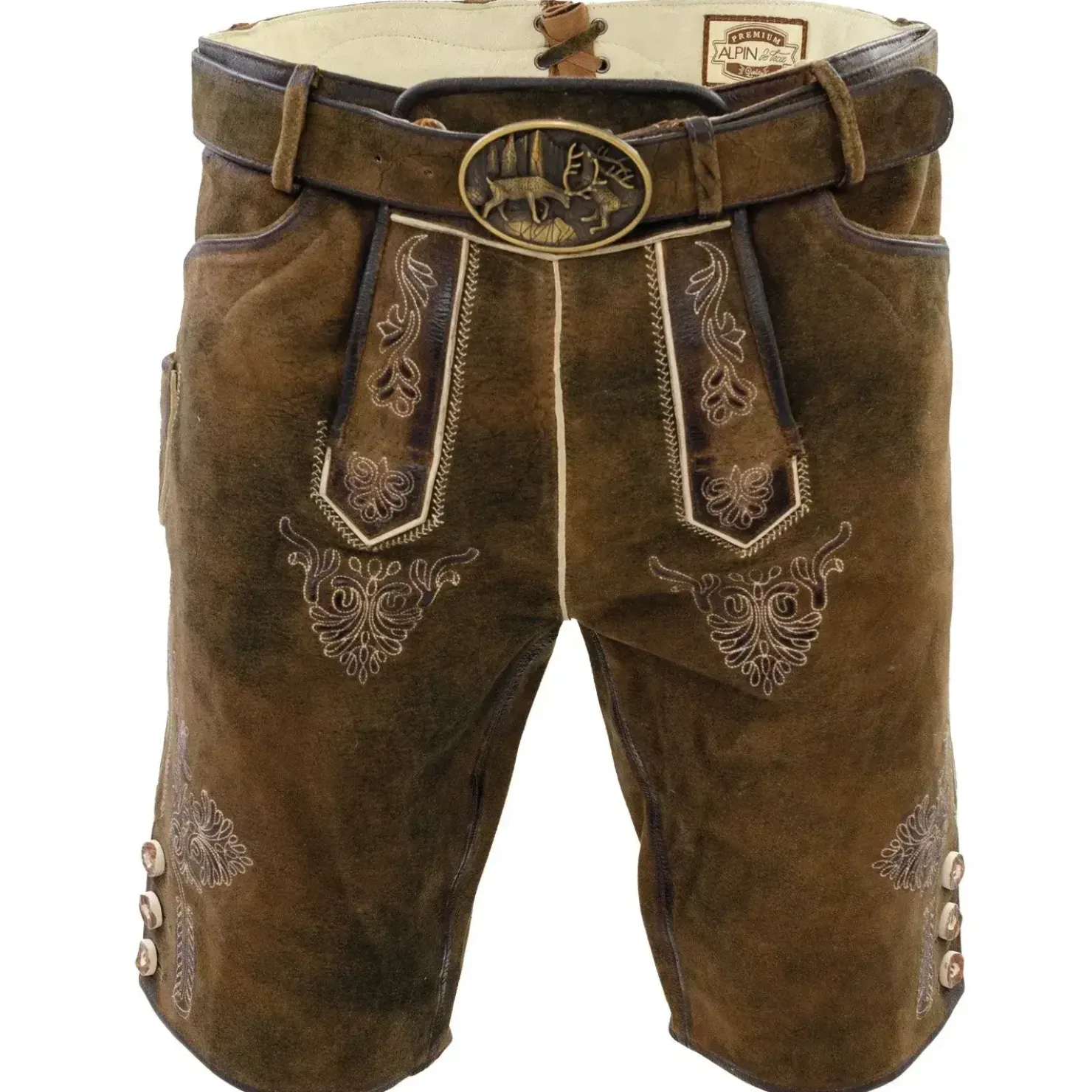 Zillertaler Trachtenwelt Lederhosen-Herren Lederhose "Torro", Braun