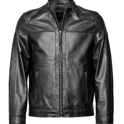 Zillertaler Trachtenwelt Jacken-Herren Lederjacke aus echtem Lamm-Nappa, Schwarz