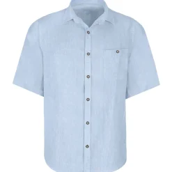 Zillertaler Trachtenwelt Hemden-Herren Leinenhemd "Vincent" Kurzarm, Hell Blau