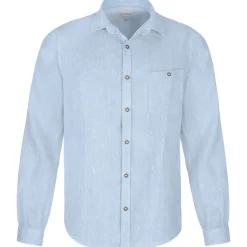Zillertaler Trachtenwelt Hemden-Herren Leinenhemd "Vincent", Hell Blau