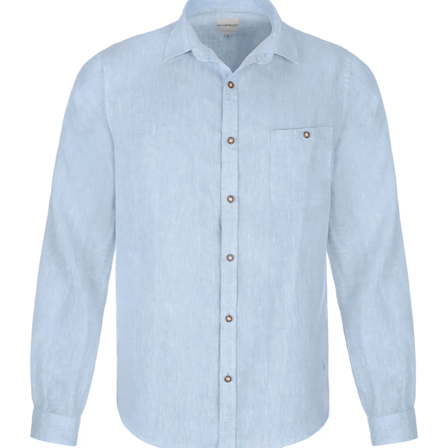 Zillertaler Trachtenwelt Hemden-Herren Leinenhemd "Vincent", Hell Blau