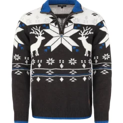 Zillertaler Trachtenwelt Pullover & Hoodies-Herren Norweger "Oslo", Dunkel/Weiß Grau