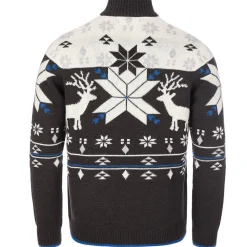 Zillertaler Trachtenwelt Pullover & Hoodies-Herren Norweger "Oslo", Dunkel/Weiß Grau