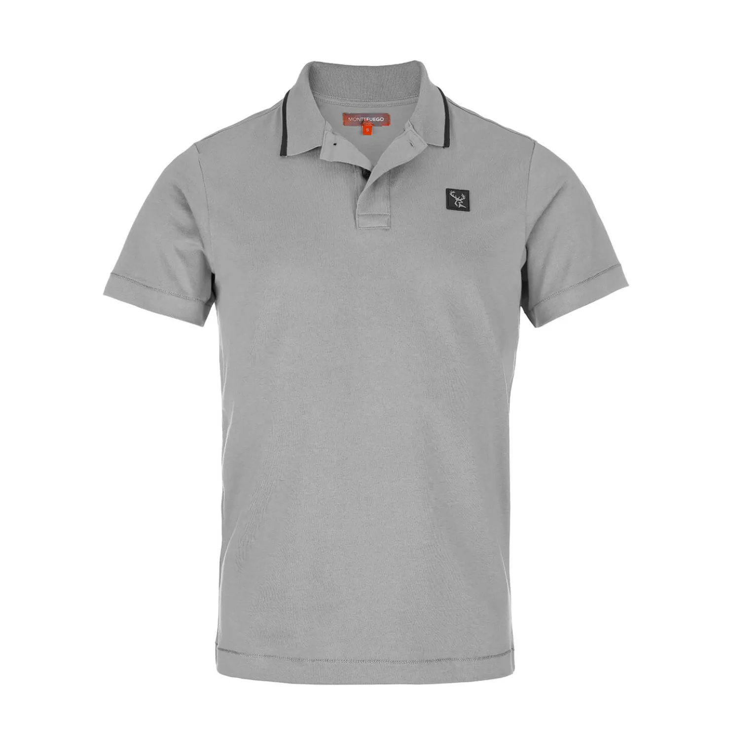 Zillertaler Trachtenwelt Polos-Herren Poloshirt mit Hirsch-Logo, Grau