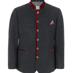 Zillertaler Trachtenwelt Jacken-Herren Sakko "Rupert", -Rot Grau