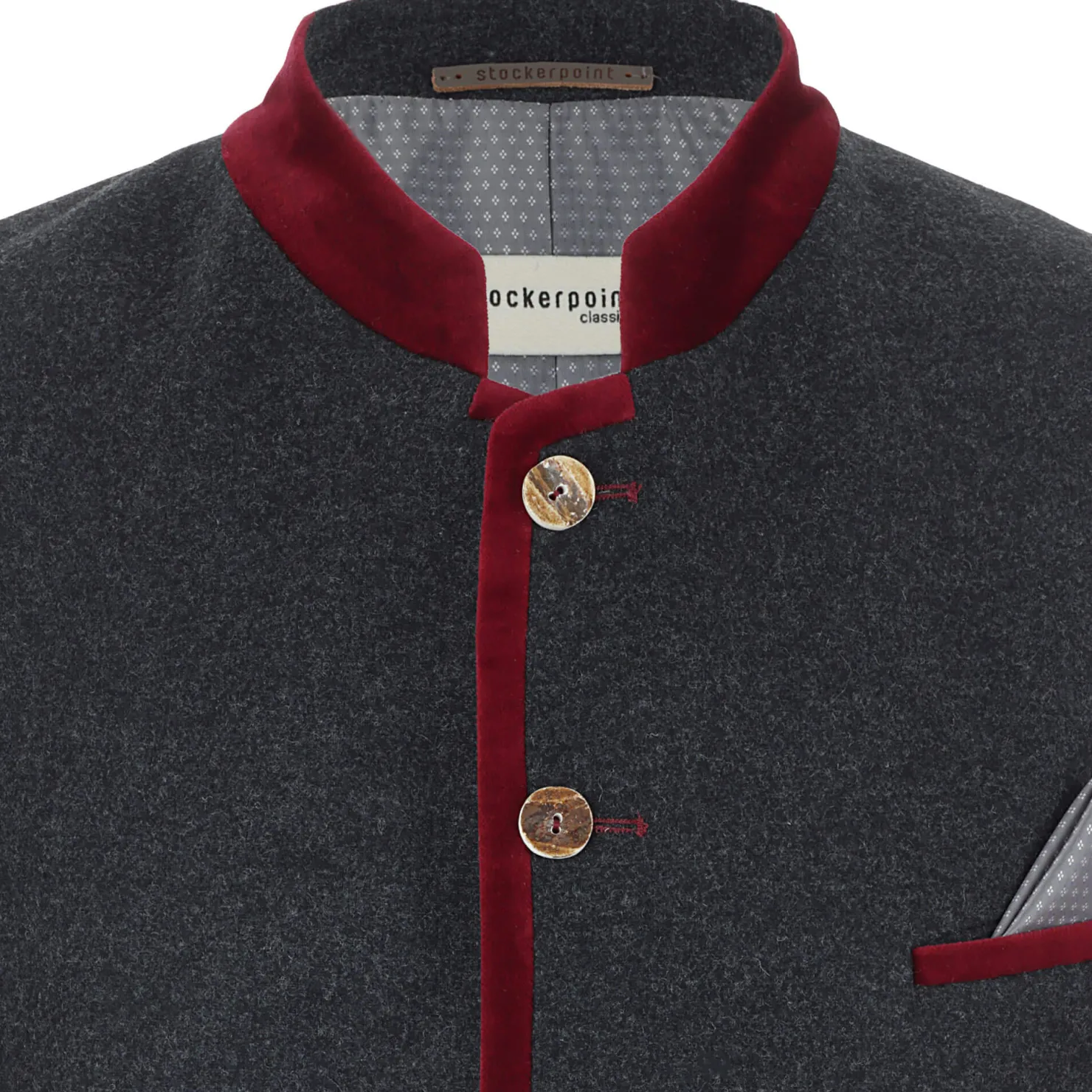 Zillertaler Trachtenwelt Jacken-Herren Sakko "Rupert", -Rot Grau