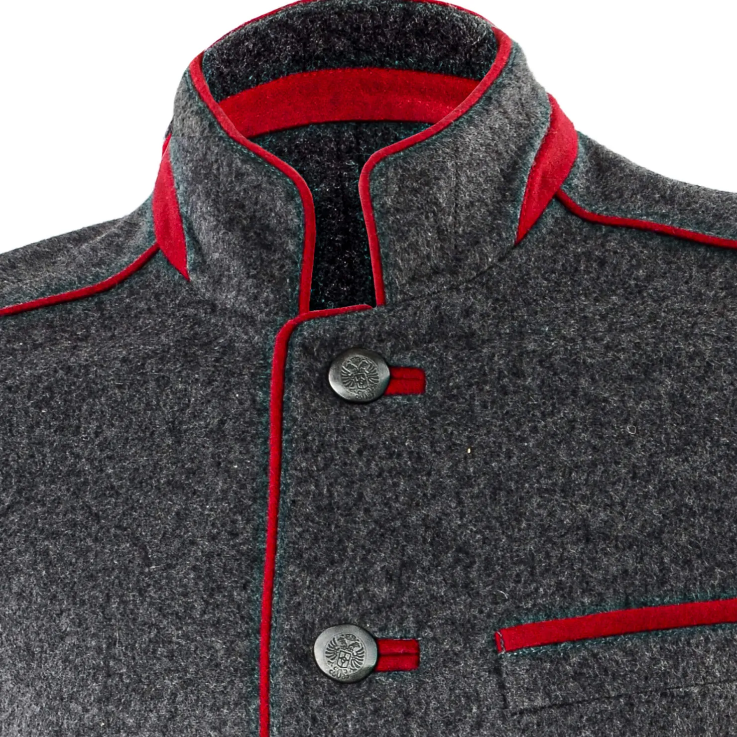 Zillertaler Trachtenwelt Jacken-Herren Sakko "Tirol", -Rot Grau