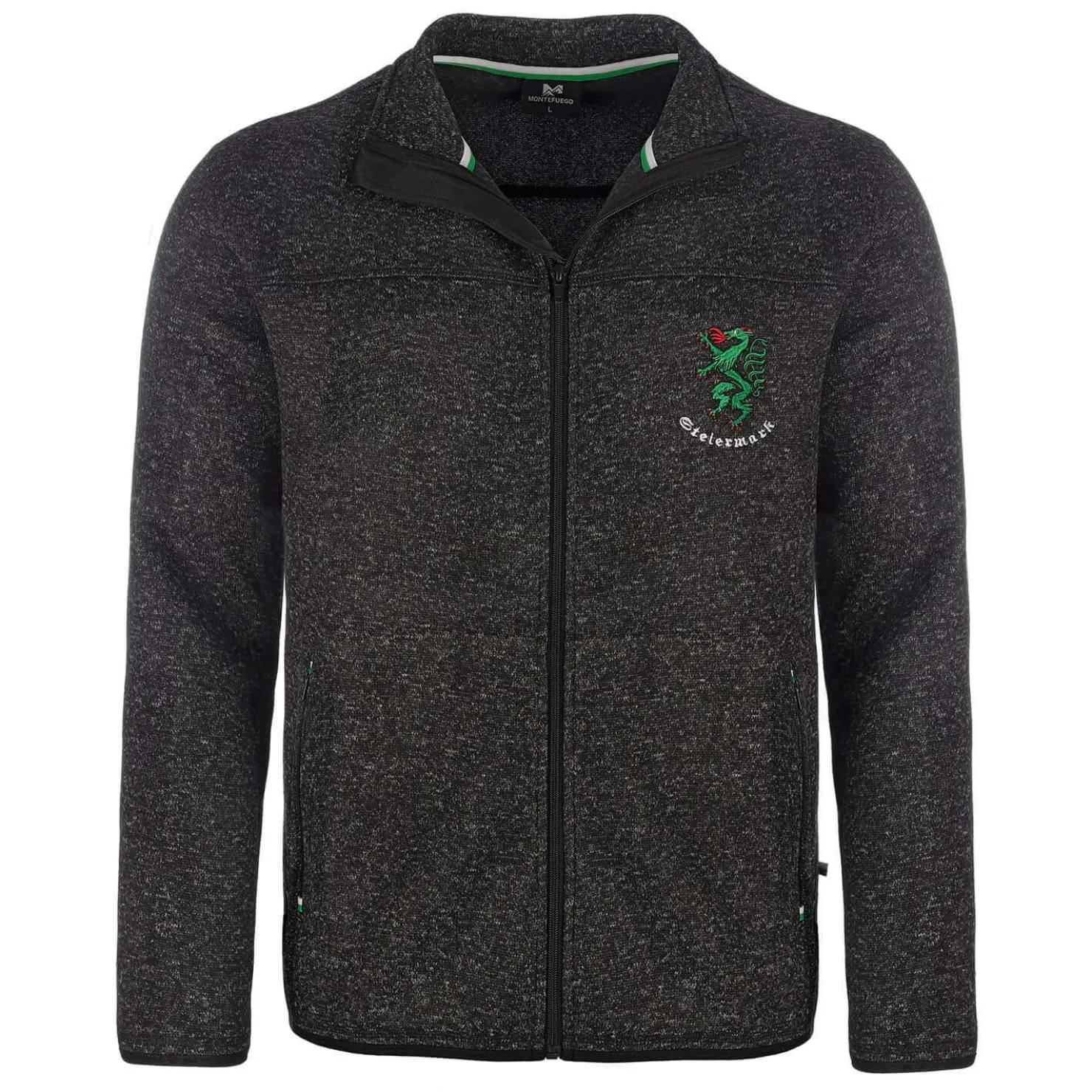 Zillertaler Trachtenwelt Jacken-Herren Strickfleece Jacke "Steiermark", Anthrazit Grau
