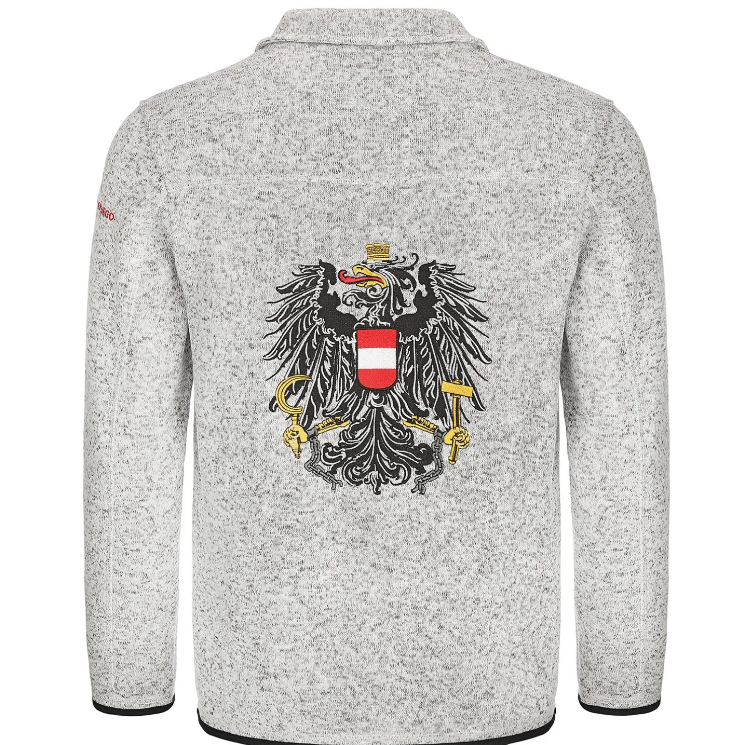 Zillertaler Trachtenwelt Jacken-Herren Strickfleece Jacke "Österreich", Hell Grau